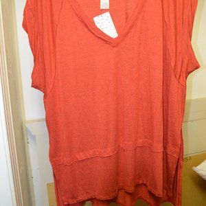 FREE PEOPLE WE THE FREE Red V-Neck Top Sz M
